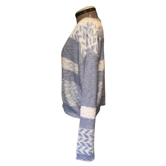 NYC Alliance | NWT Soft Blue & White Chevron Stripe Sweater | Size M - Picture 7 of 9